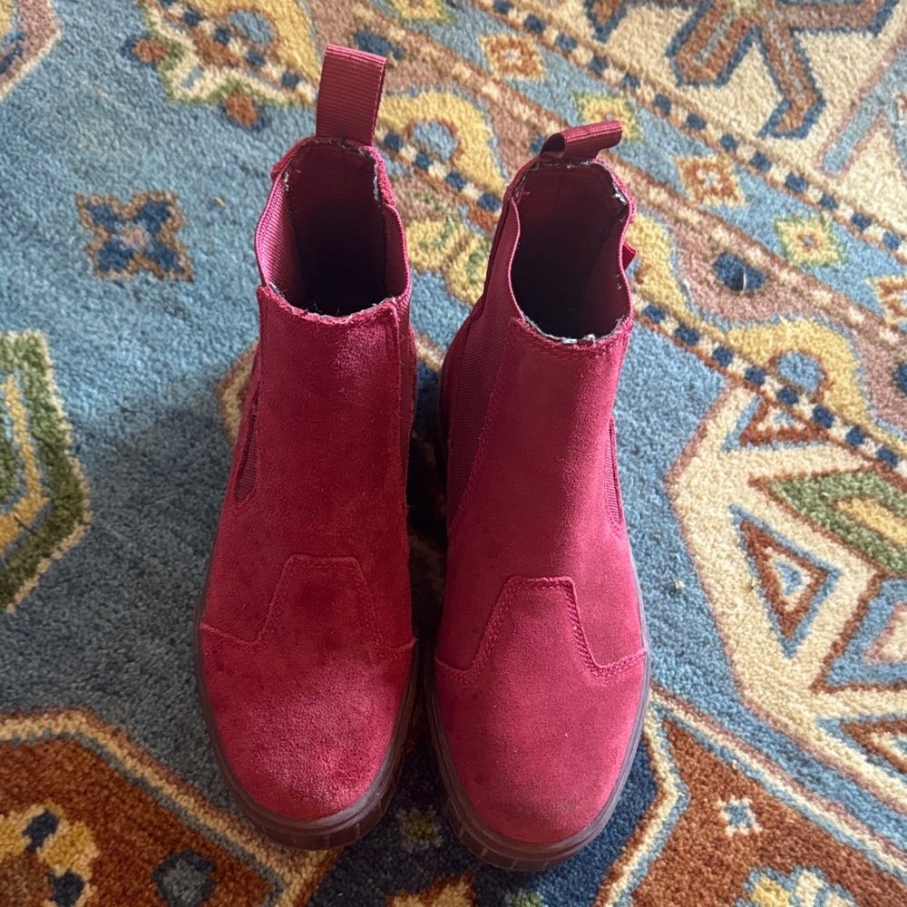 Puma Kids Burgundy Suede Boots View 2